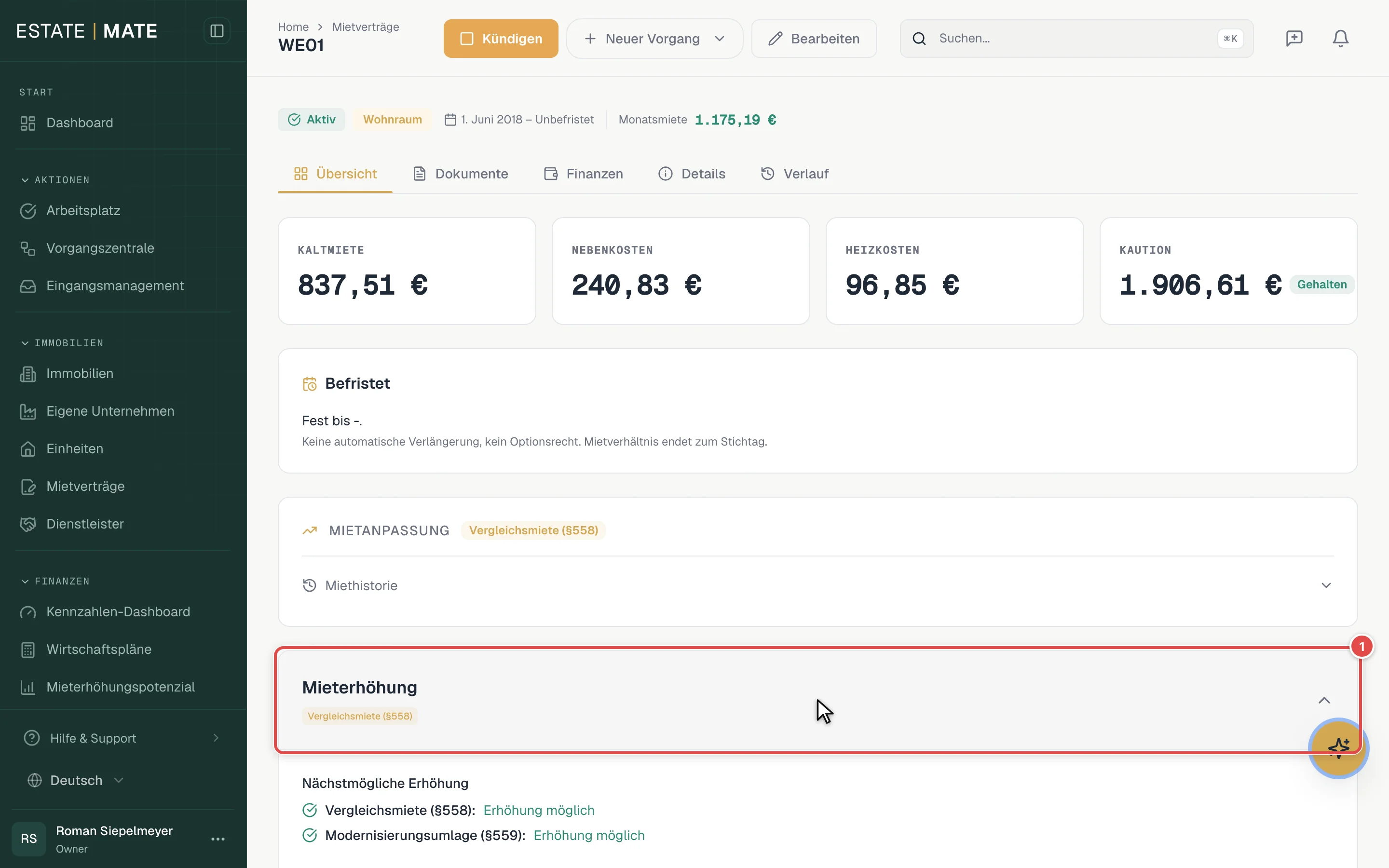 Der Mechanismus am Mietvertrag