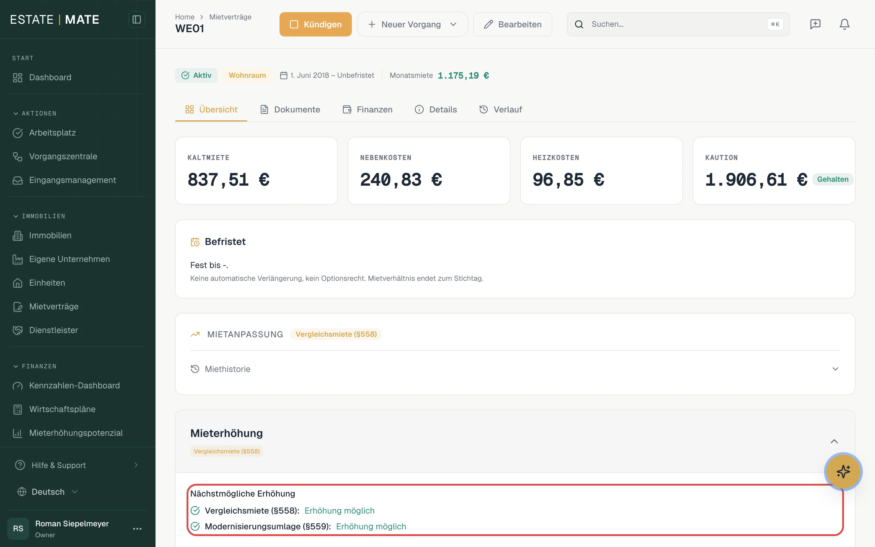 Nächstmögliche Erhöhung